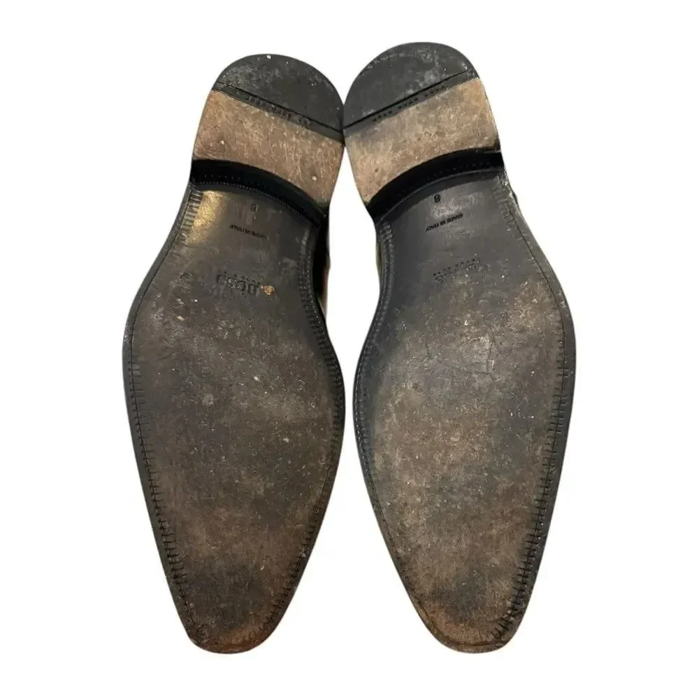 Hugo Boss Men's Black Leather Slip-on Motorcycle Boots 8